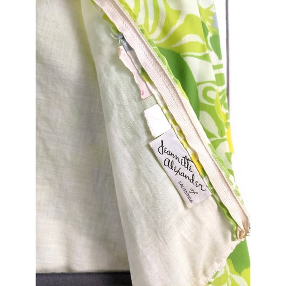 Vintage Jeanette Alexander lime green floral sleeveless 60s midi dress - Picture 5 of 5